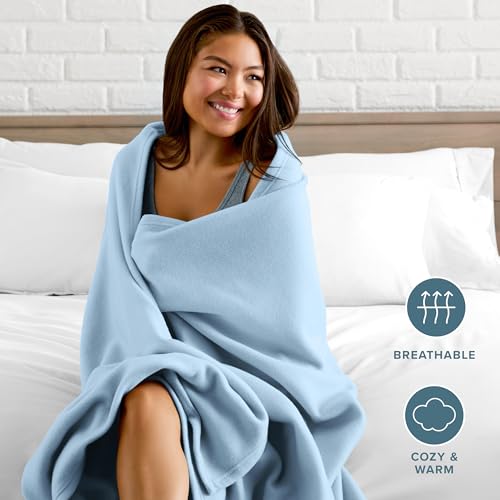 Bare Home Polar Fleece Blanket (Throw, Light Blue) - color: 08 - Light Blue, size: Throw