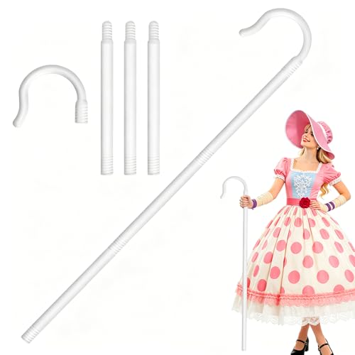 Shepherd Staff,Plastic Crook Cane Walking Stick Hook Prop for Adult Halloween Cosplay,Dress Up Party,Nativity Costume Accessory,40 Inch,White - color: White
