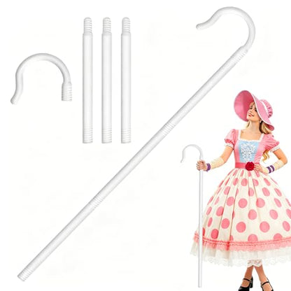 Shepherd Staff,Plastic Crook Cane Walking Stick Hook Prop for Adult Halloween Cosplay,Dress Up Party,Nativity Costume Accessory,40 Inch,White - color: White
