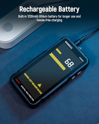 KAIWEETS Smart Multimeter Rechargeable Electrical Tester with Auto Ranging Digital Voltmeter Measures Voltage Current Resistance Continuity Capacitance Temperature Frequency NCV 6000 Counts TRMS - size: KM602 Full-Screen Smart Multimeter