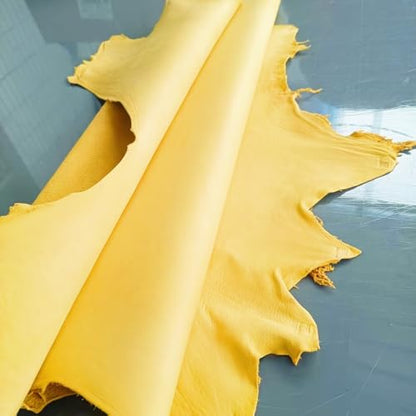 Sheep Skin, 0.7-1.0mm Thick, for Gloves, Clothing, Leather Sheets for Crafts and Arts (Yellow 5-6 Square feet) - color: Yellow 5-6 square feet