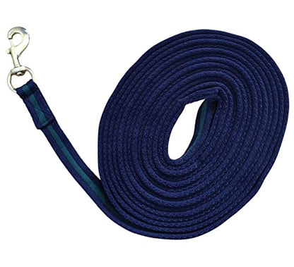 Soft Padded Lunge Line Rein Lead for Horses 27ft Long Looped Handle Swivel Clip (Navy/Green) - color: Navy/Green