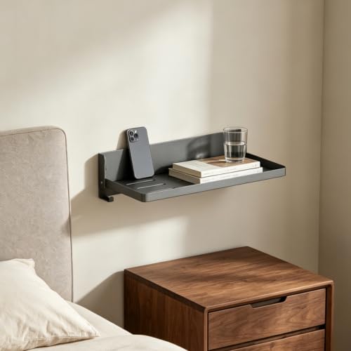 Small Folding Metal Shelf with Hooks, Fold-up Wall Shelf, 6 Hooks