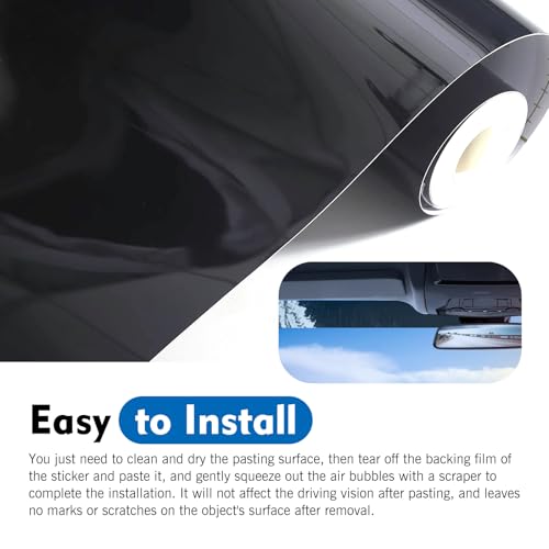 Car Windshield Tint Strip, 7.87" x 59" Glossy Black Windshield Banner Sticker, Anti-Glare Sunproof Exterior Windscreen Protective Film, Cuttable to Fit Most Vehicles (Black #C) - color: Black #C