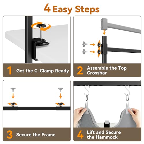 H Shape Dog Grooming Arm for Table, S Size Hammock, 42" H, 31-43" W | Heavy Duty, Adjustable Grooming Stand, Clamp Fits up to 2.76", with Hammock & 2 Nooses for Home Grooming & Nail Trimming - size: S Hammock (Leg Spacing: 4.5–9.5″)