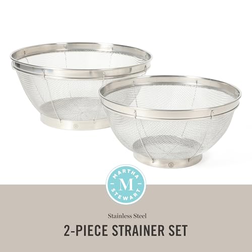 Martha Stewart Covello Stainless Steel Mesh Colander Set 2-Pieces, Silve