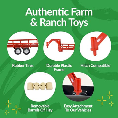 Big Country Toys Hay Trailer with Gooseneck Trailer Hitch, Fun Add-On for Farm Toys & Toy Trucks…