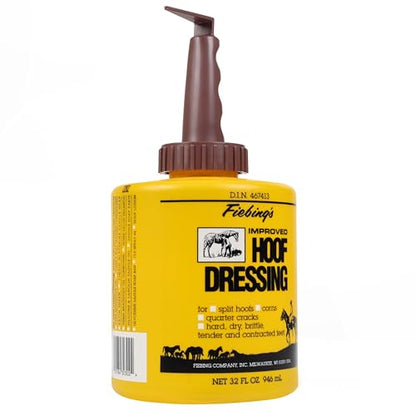 Fiebing's Hoof Oil for Horses With Mineral Oil (32 oz) - Hoof Dressing With Applicator Brush to Condition Dry, Split Hooves & Corns - Prevents Cracks, Splits & Contracted Feet with Semi Gloss Finish