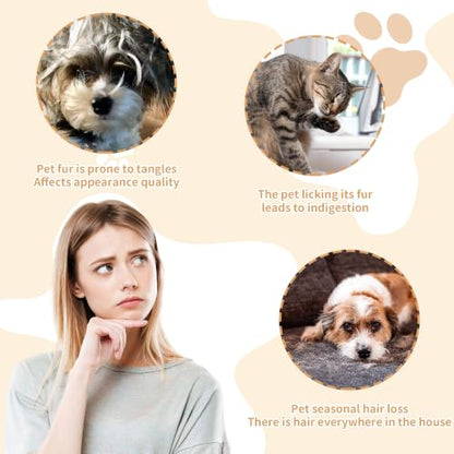 4-Pack Pet Flea Comb for Dogs & Cats - Fine Tooth Stainless Steel Grooming Comb with Non-Slip Rubber Handle, Effectively Removes Fleas, Mats & Tear Stains (Black, Blue, White & Pink)