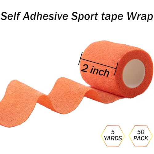BQTQ 50 Rolls Self Adhesive Bandage Wrap 2 inch Self Adherent Tape(Rainbow) - color: Rich Color, size: 2 Inch