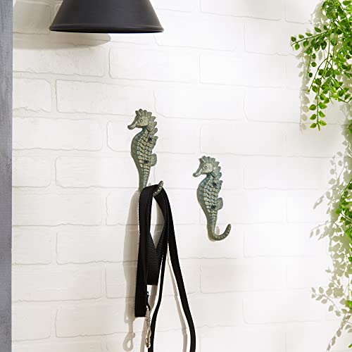 DII Cast Iron Decorative Wall Hook Set, Seahorse, 2 Count - size: Seahorse