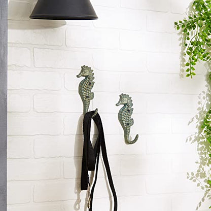 DII Cast Iron Decorative Wall Hook Set, Seahorse, 2 Count - size: Seahorse