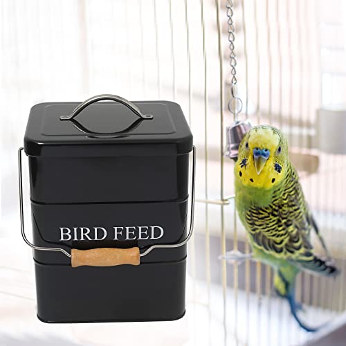 Geyecete Bird Feeder,Bird Food Jar Pet Food Storage Airtight Food Storage Container-Black - color: Black