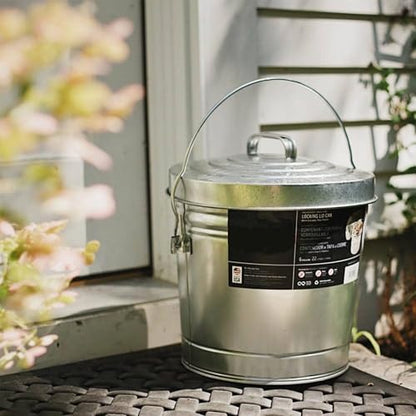 Galvanized Steel Storage Jar with Locking Lid 6 Gallon Airtight Container for Kitchen Pantry