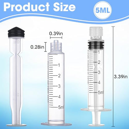20 Pack 5ml/cc Luer Lock Syringe with Caps, Plastic Syringe without Needle for Liquid, Sterile Individually Wrapped - style: 5mL