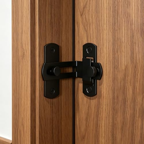 2 Set 4" 90 Degree Gate Latches | Stainless Steel Safety Door Lock for Barn Door, Black - size: 90 Degree Black - 4"