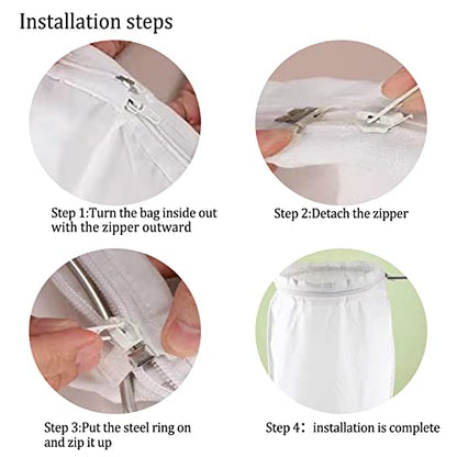 Cheese Cloth Bag for Straining Fine Mesh Strainer Reusable Nut Milk Bag | 2 Pack, Food-Grade BPA-Free, Stainless Steel Handle, Detachable Zipper, Hangable Design, Easy to Clean & Store - color: 2PC Small