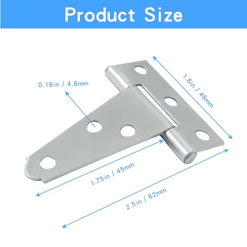 Murtenze 6Pack 2 Inch Silver T-Strap Shed Hinge - color: Silver, size: 2 Inch - 6Pack