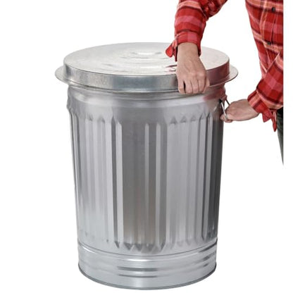 Steel Trash Can 31-Gallon with Tight LidDry Storage Bin for Yard, Pet Food & Farm Use
