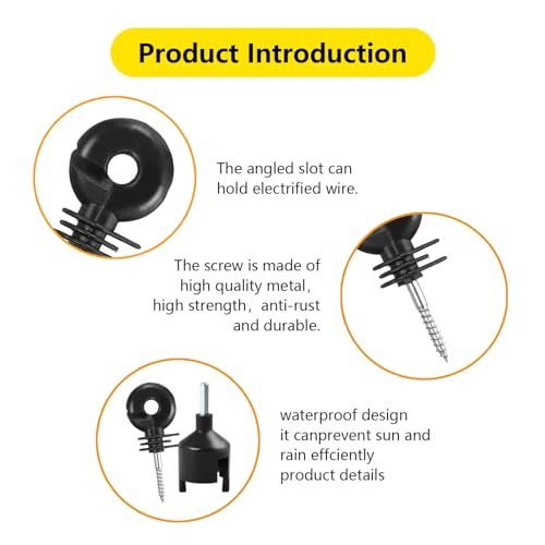 302 Pcs Black Electric Fence Insulator Tool Include 2 Pcs Insulator Socket Tool Screw in Fence Ring Post Wood Post Insulator Electric Fence Insulator Ring with Insulator Socket Tool for Animal Fence