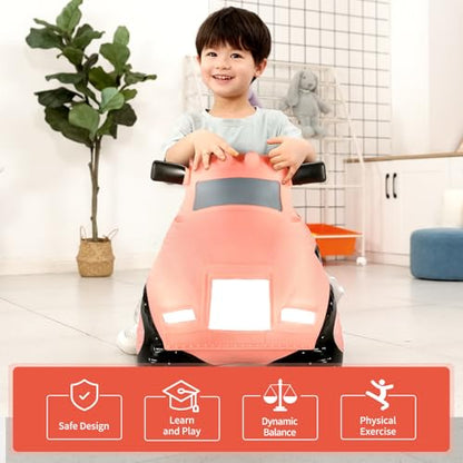 INPANY Kids Bouncy Car Hopper Toys, Toddlers Ride on Car, Gifts Toy for Kid | Eco-Friendly PVC, Low Center Gravity, Cute Cartoon Design, Load 100 Lbs, Learn & Exercise & Active Fun, Gifts for 1-3 Kids - color: Pink Car