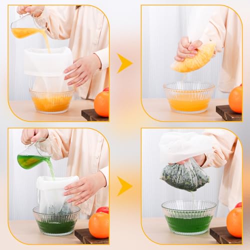 Cheese Cloth Bag for Straining, 3 Pack, Reusable Fine Mesh Nylon Nut Bag Strainer with Drawstring for Straining Nut Milk, Juice, Yogurt, Coffee, 100 Mesh (7.87x11.81"/9.45x14.17"/11.81x17.72") - size: Combo - 7.87x11.81"/9.45x14.17"/11.81x17.72"