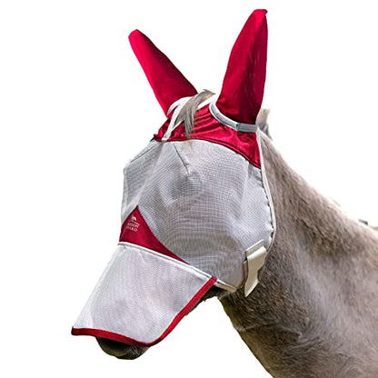 Harrison Howard Mule Donkey Fly Mask Full Face Protection with Nose Cover - color: Red, size: Medium