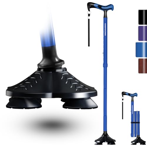 KingPavonini Walking Cane for Men Women Stability, Self Standing - color: Blue