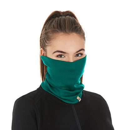 100% Merino Wool - Midweight Neck Gaiter - Skiing Neck Warmer - Winter Face Mask - Multipurpose Headwear - color: Emerald Green