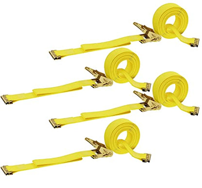 DC Cargo Mall E Track Ratchet Straps, Heavy Duty Cargo Tie-Down E Track Straps 2" x 12', (4 Pack, Yellow) E Track Spring Fittings Tie Down Motorcycle, Vans, Trucks, Trailers - size: 4 - Pack