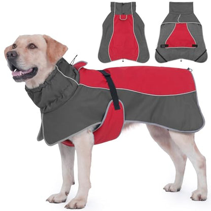 Dog Raincoat, Waterproof Dog Coat with Polar Fleece Lining - color: Red, size: X-Large