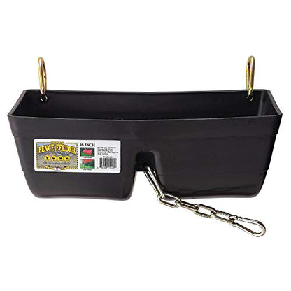 Little Giant FF16BLACK 9 Quart Heavy Duty Plastic Feed Trough Bucket Fence Feeder with Clips for Livestock & Pets, Black (6 Pack)