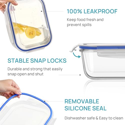 Vtopmart 2Pack 2260ml/76.4oz Extra Large Glass Storage Containers, Blue - color: Blue, size: 76.4oz