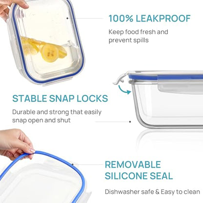 Vtopmart 2Pack 2260ml/76.4oz Extra Large Glass Storage Containers, Blue - color: Blue, size: 76.4oz