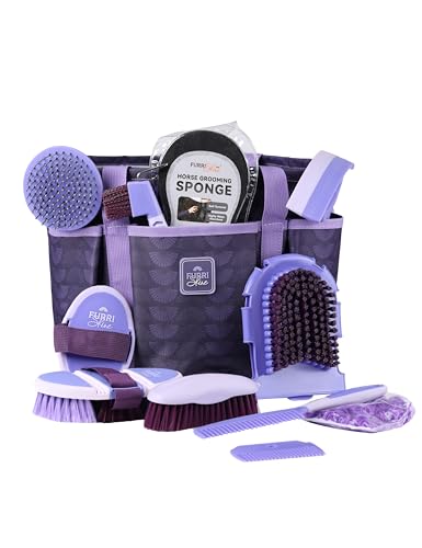 11-Piece Horse Grooming Kit with Waterproof Tote Sugar Taro - color: Sugar Taro