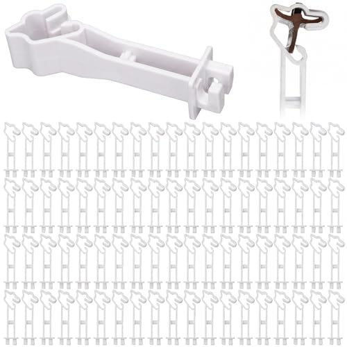 Outus 100pcs Reversed Extender Electric Fence TPost Insulators Snap, White | Fit T Post Insulators, for Electric Fence Wire, Yard Agricultural Ranchers Farm - color: White