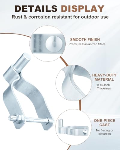 4 PCS Chain Link Fence Gate Male Hinges,Fits 2-3/8" OD Post/Pipe, 5/8" Pin