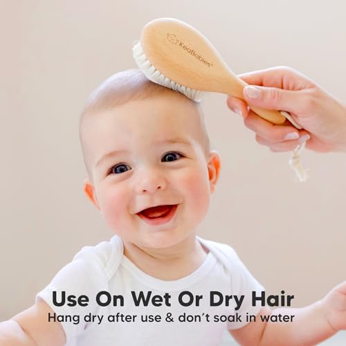 Wooden Baby Hair Brush for Toddler, Infant Cradle Cap (Walnut, Petite) - color: Walnut, size: Oval, Petite 5"