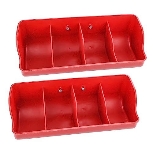 2 Pack Lambs Plastic Feeder, 4 Compartment Fence Feeder for Small Pig Lambs Chicken Livestock