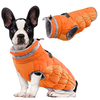 Lelepet Dog Coat Warm Dog Winter Coat Waterproof Dogs Jacket with Harness - color: Orange, size: X-Small