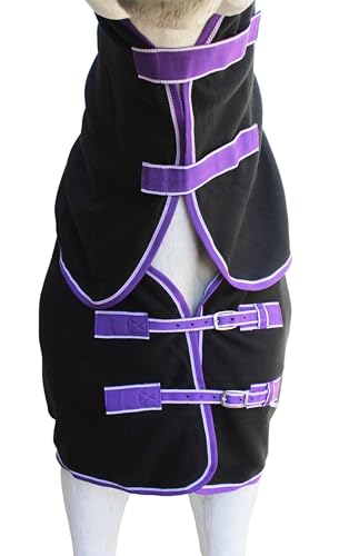 Challenger Horse Sheet Polar Fleece Cooler Exercise Blanket Wicks Moisture 4391N - color: Black / Purple-White Trim, size: 76 inches