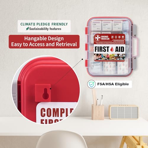 RHINO RESCUE 371pcs OSHA First Aid Kit for Home & Business - size: 350 Piece