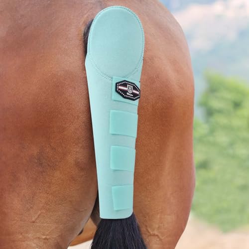 Harrison Howard Adjustable Touch Fasteners Quality Neoprene Versatile Horse Tail Guard Equine Tail Wrap - color: Mint