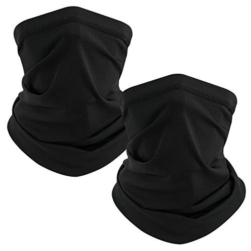 TICONN Neck Gaiter for Men Women, Cooling Bandana Face Mask Cover Gator - color: Black-2pk, style: Quick Dry