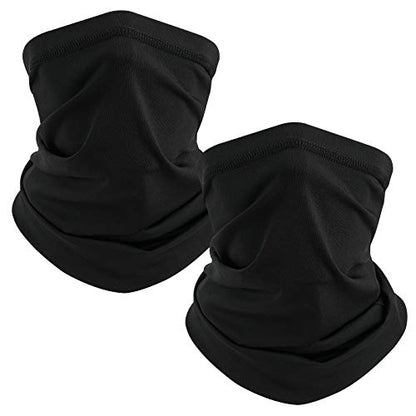 TICONN Neck Gaiter for Men Women, Cooling Bandana Face Mask Cover Gator - color: Black-2pk, style: Quick Dry