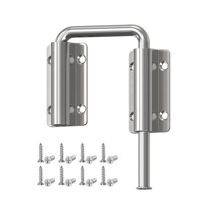 Upgraded Sliding Door Loop Lock, Gate Latches, Silver - color: Silver-1PC
