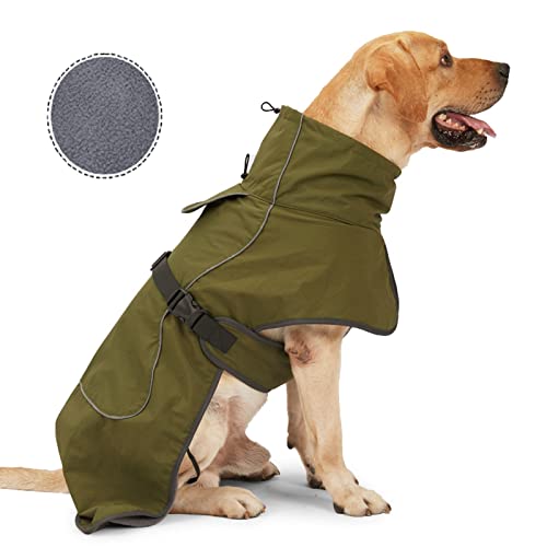 Green S Dog Raincoat - Waterproof Winter Jacket with Velvet Inner, Reflective Strip - color: Green, size: Small