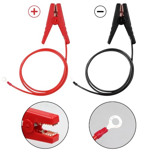 Electric Fence Wire Connect,3 Ft Electric Fence Charger Solar Fence Charger Fence Lead Copper Wire with Alligator Clip (Black+Red)