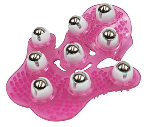 Pink Rubber Massage Curry Hand Comb with Rollers