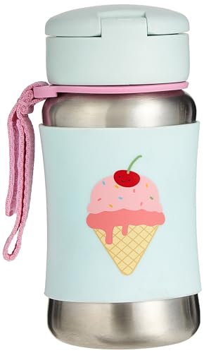 Skip Hop Toddler Sippy Cup with Straw, Sparks Stainless Steel Straw Bottle, Ice Cream (Pack of 2) - color: Ice Cream (2 Pack)